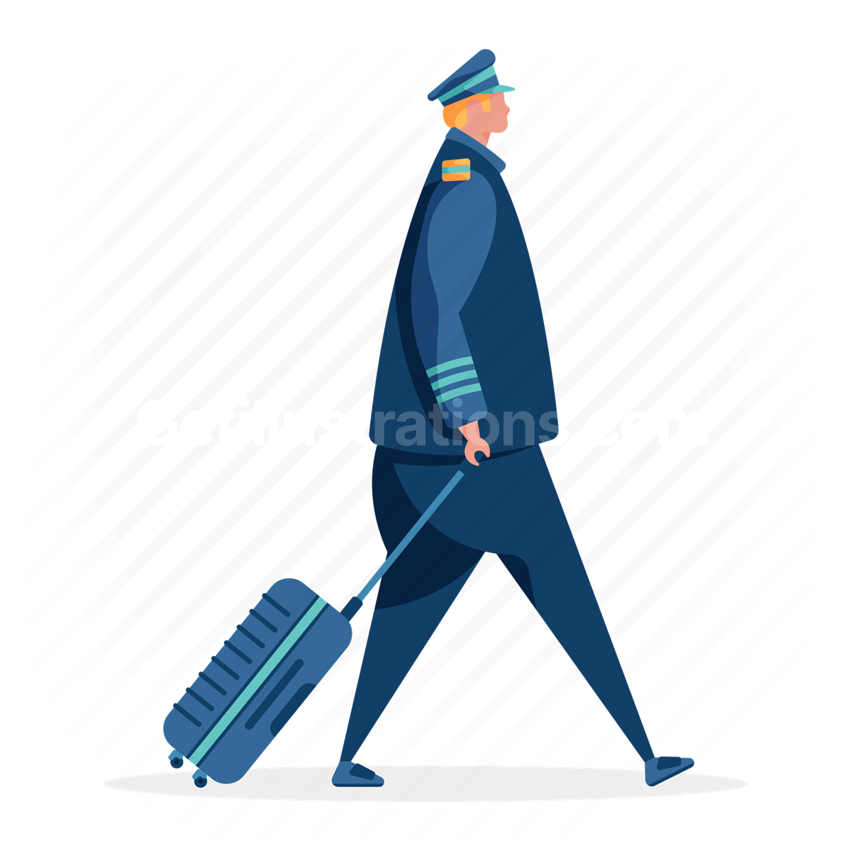 man, pilot, occupation, baggage, luggage, travel